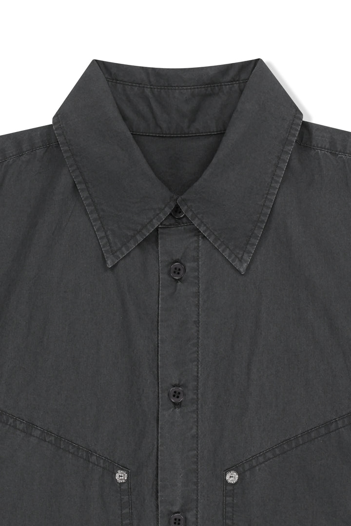Matin Kim Half Sleeve Pocket Shirt — Charcoal