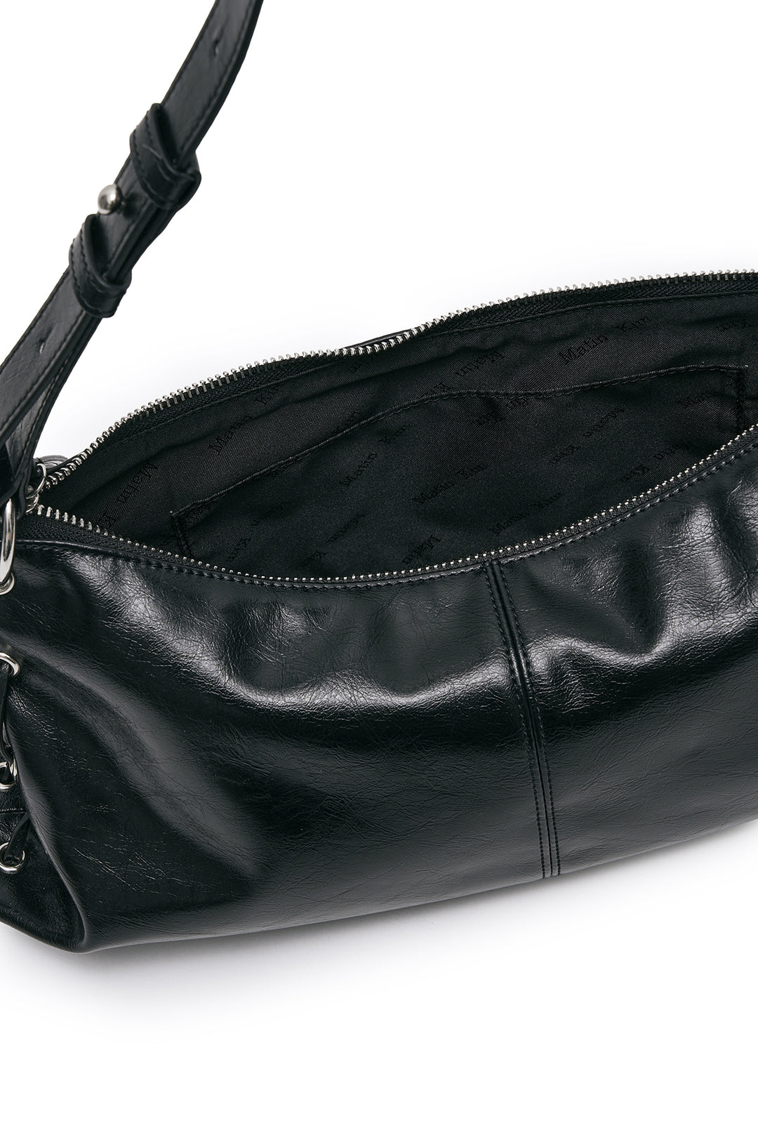 Matin Kim Eyelet Shirring Shoulder Bag — Black