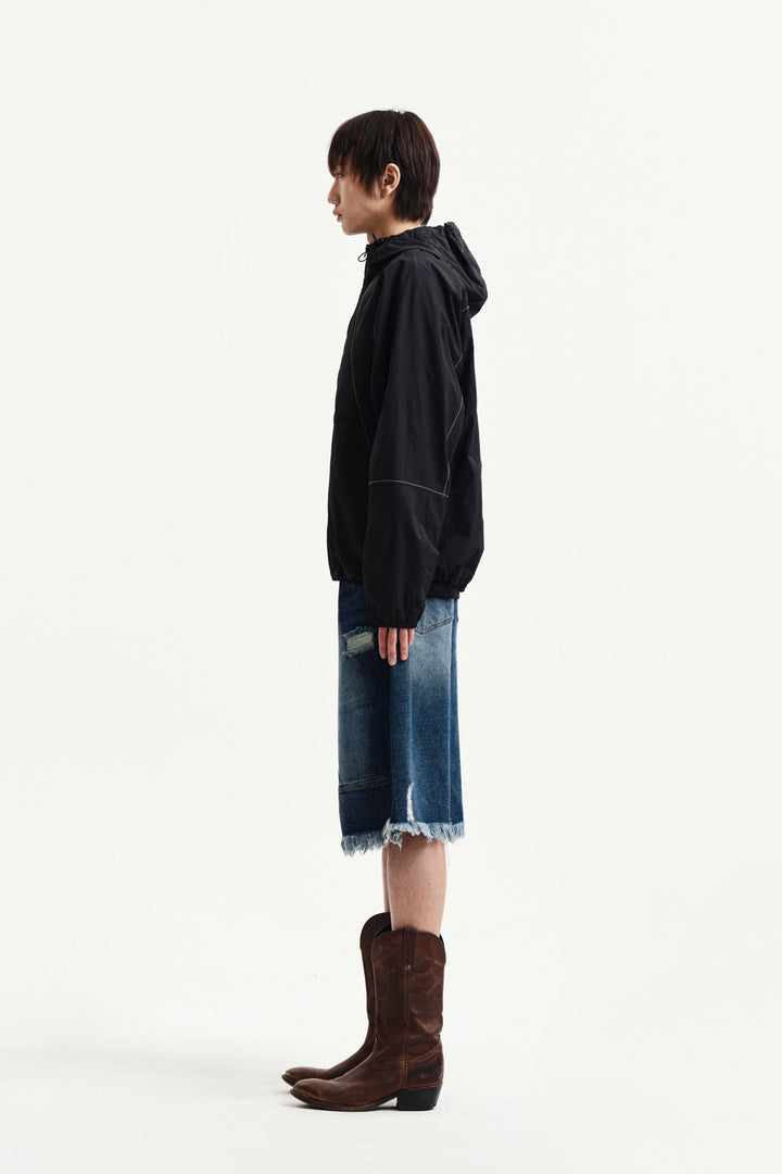 Matin Kim Back Logo Hoody Wind Breaker — Black