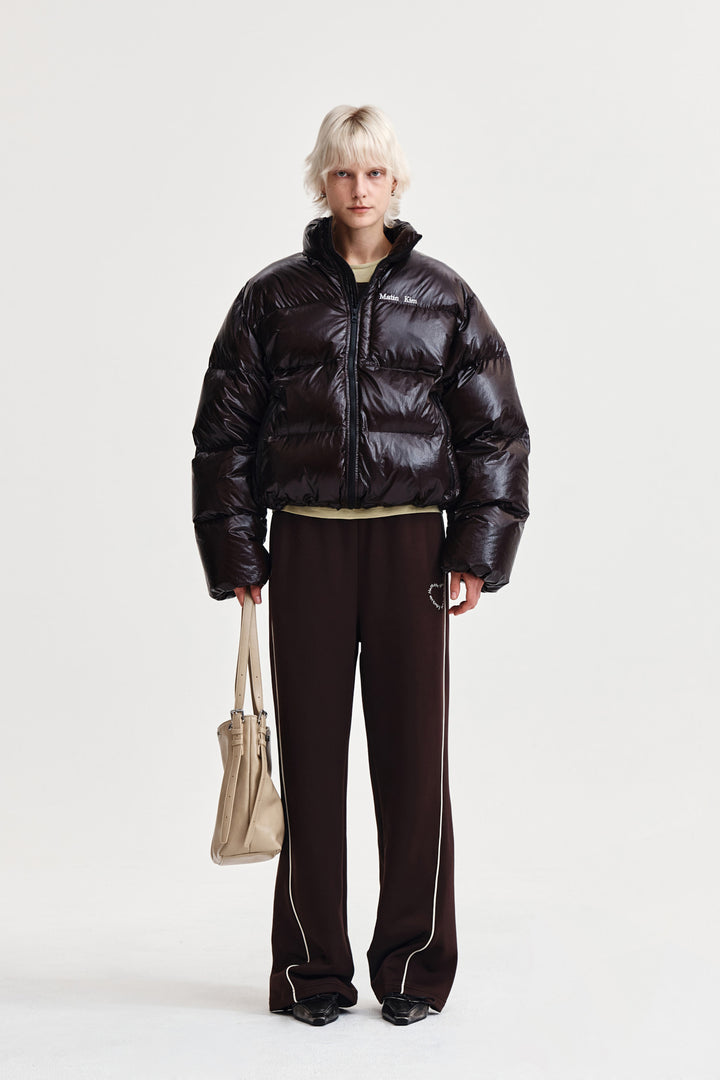 Matin Kim Heart Logo Track Pants — Brown