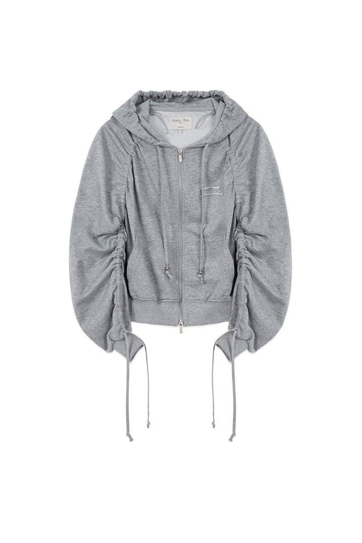 Matin Kim Sleeve String Detail Zip Hoody — Gray