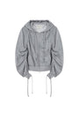 Matin Kim Sleeve String Detail Zip Hoody — Gray