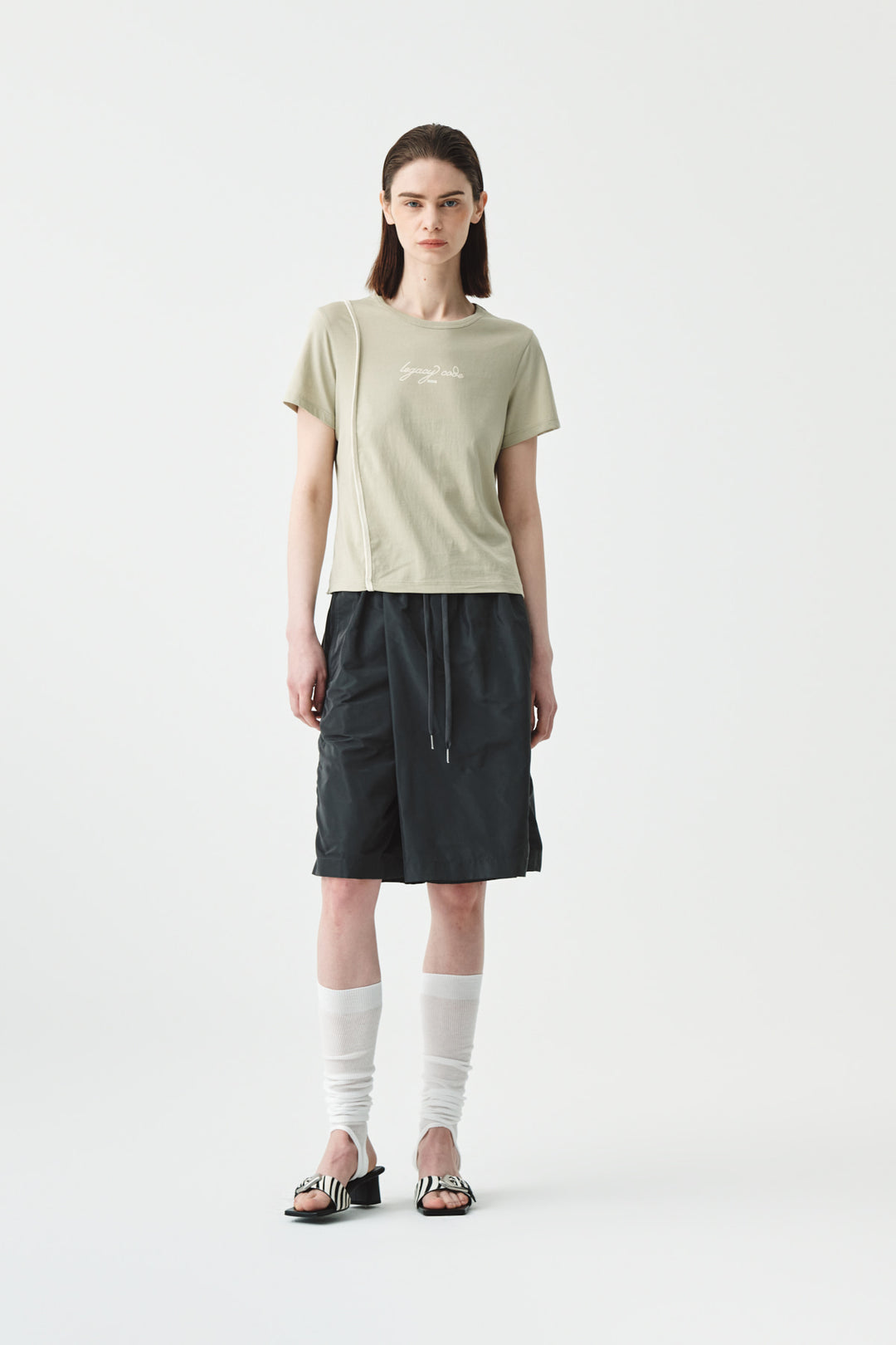 KIMMATIN Back Slit Slim Top in Light — Khaki