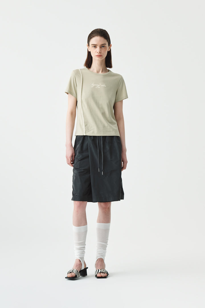 KIMMATIN Back Slit Slim Top in Light — Khaki