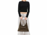 Stand Oil Ringo Bag Mini — Reversible Canvas &amp; Leather — Khaki Brown